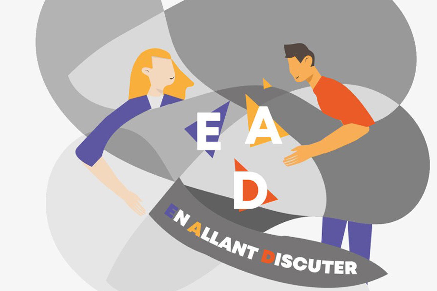 Visuel de la série d'articles intitulé En Allant Discuter au sujet de l'enseignement à distance réalisé pendant les périodes de continuité pédagogique